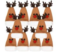 Abaodam 10 Housses de pour Couverts Forme Cerf Marron en Tissu Lot de 10 Pièces Décorations de Table de pour Fête et Dîner Convivial