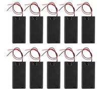 Abaodam 10 Pièces Boîtier Piles AA avec Couvercle et Interrupteur, 1,5 V, Câble de Liaison, Alliage et Plastique, Noir, pour Voyages et Tâches Ménagères