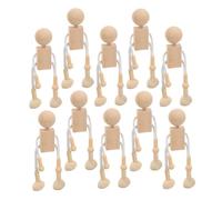 Abaodam 10 Pièces Figurines Bois Non de Poupées Robot Articulées à Peindre Jouets Créatifs Bois pour Bricolage et Décoration Artistique