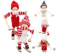 Abaodam 10 Pièces Kidcraft Playset Poupée en Peluche Artisanat Père Noël Bonhomme De Neige Wapiti Skieur Decoraciones Para Salas De CASA Poupée De Noël Ornements en Bois Décorer