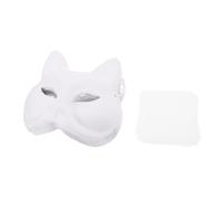 Abaodam 10 pièces Masque Renard Blanc à Peindre Lot de Masques Demi-visage avec Maille Oculaire pour DIY à Décorer pour Fête Mascarade Halloween Cosplay