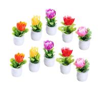 Abaodam 10 pièces Miniature Plant Model Set Artificial Bonsai Mini Pots for Dollhouse Decor Realistic Small Greenery Ornaments for Mini Garden and Tiny House Accessories