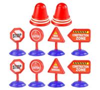 Abaodam 10 pièces Panneaux de Signalisation Jouets DIY Modèles de Barrières de Circulation Cônes de Route pour Garçon Fille Jeu Éducatif de Sécurité Routière