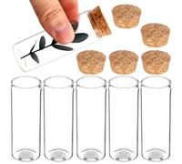Abaodam 10 Pièces Tubes à Essai en Verre Borosilicaté, Bouteilles de Stockage Étanches avec Bouchons en Liège pour Conservation de Pollen et Œuvres D'art