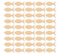 Abaodam 100 Pièces de Décorations en Bois Forme Poisson, Bois Naturel Beige, Faciles à Peindre, pour Garçon et Filles et Activités Créatives Manuelles