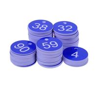 Abaodam 100 Pièces Étiquettes Rondes Numérotées en Plastique Bleu, | Usage Polyvalent, Tri Simple et Numéro Bien Visible, pour Bureau et Dortoir, Clés et Casiers