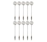 Abaodam 10pcs Porte-mémo Double Extrémité en Métal Argenté Rond, Clip Robuste pour Notes et Cartes, Accessoire de Bureau pour Mariage et Travail