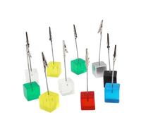 Abaodam 10pcs Porte-photos Trombone Base en Résine Cubique et Pince en Acier Inoxydable pour Bureau et Maison, Support Mémo Fonctionnel et Décoration de Bureau Couleur Couleur Aléatoire