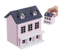 Abaodam 12 en Bois, Décor de Micro-Paysage, Modèle Ornemental Adorable, Couleur Rose Toit Gris, Accessoire Décoratif pour Garçon et Filles et Collectionneurs, Créatif et Charmant