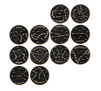 Abaodam 12 pièces Broches Émaillées Zodiac Alliage pour Femmes Pins Métalliques Créatifs Ensemble de Broches Revers Noires Astrologie