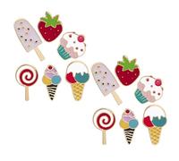 Abaodam 12 Pièces Épingle Fraise Mignonne en Alliage Léger, Décoration Polyvalente Été, Épingle à Chapeau Glace et Sucette pour Tshirts et Accessoires D'anniversaire