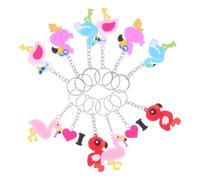 Abaodam 12 pièces Lot de Porte-clés Flamant PVC Pendentifs Créatifs pour Clés et Décoration Voiture Styles Chacun Cadeau pour Fêtes et Anniversaires