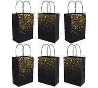 Abaodam 12 pièces Papier Bronzing avec Poignées Cadeau Noir Épais et Réutilisable Fourre-tout pour Fêtes Emballage Alimentaire et Cadeaux