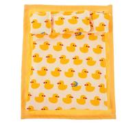 Abaodam 12 pour Maison de Poupée, Drap-Housse et Couette Jaune Douce Oreillers, Accessoires Décoratifs pour Chambre Miniature, Compatible Jeux D’Imitation Garçon et Filles