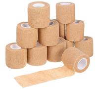 Abaodam 12 Rouleaux Bandage Cohésif Auto-adhésif Kaki, Non Tissé, 12