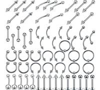 Abaodam 120 Pièces Lot de Bagues Piercing Acier Inoxydable Argentées, Kit Bijoux de Corps Chic et Facile à Nettoyer, Anneaux de Nombril et Piercing Helix pour Usage Sûr au Quotidien