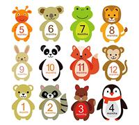 Abaodam 12feuilles Autocollants Mensuels Garçon Fille Motifs Animaux Pour Étapes Importantes Nouveaux-nés Nourrissons Autocollants Ventre Garçon Fille