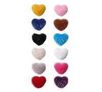 Abaodam 12pcs Boules en Peluche Forme Cœur pour Déco Ongles Diy, Toucher Confortable, Absorption Amovible, Accessoires Manucure pour Maison et Salon Couleur Aléatoire