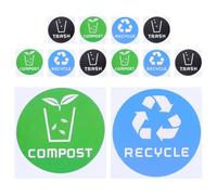 Abaodam 12pièces Panneaux De Poubelle Autocollantes Étiquettes De Recyclage pour Tri des Déchets Autocollants Décoratifs pour Bacs Usage Domestique Et Extérieur