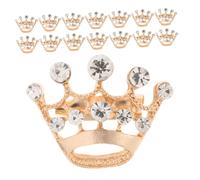 Abaodam 15 pièces Broche Couronne Élégante Épingle Mini Couronne Cristal Doré Accessoire Broche Femme pour Mariage Costume Foulard Soirée
