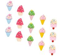 Abaodam 15 Pièces Épingle à Glace Dessin Créatif Poussoir Décoratif Épingle Murale Calendrier Les Ongles du Pouce Poussée De Crème Glacée Punaise Cheveux Courts Résine Voyage