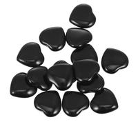 Abaodam 15 Pièces Pierre de Cœur en Cristal Noir, Décoration de Bureau | Pierres de Lithothérapie, Format 2cm, Boîte Papier Incluse, pour Table, Voyage et Collection