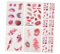 Abaodam 16 Feuilles Halloween Scar Tattoo Stickers Realistic Fake Wounds And Bruises For Face Easy Apply Temporary Zombie Makeup For Costume Cosplay Party