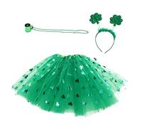 Abaodam 1ensemble Déguisement Saint Patrick Tutu Chapeau Et Collier Accessoires De Fête Costume Éblouissant Pour Célébrations Irlandaises
