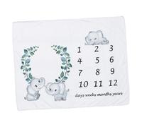 Abaodam 1pièce Couverture De Mois pour Tapis De Photographie Éléphant Blanc Vert pour Suivre La Croissance Et Capturer des Souvenirs Matériau Doux Et Confortable