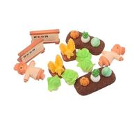 Abaodam 2 Ensembles Accessoires Ferme Miniatures avec Épouvantail Légumes Réalistes Chou et Radis Miniature pour Maison de Poupée et Micro-Paysage