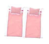 Abaodam 2 Ensembles de Literie pour Maison de Poupée Rose, Drap Housse, Oreiller Miniature et Courtepointe, Accessoires Meubles de Chambre Miniatures pour Lit de Mini-Maison, Kit