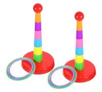 Abaodam 2 Ensembles Jeu de Lancer Anneaux Colorés avec Tours Empilables pour Garçon Fille Activité Ludique Intérieure et Extérieure pour Fête Anniversaire et Couleur Aléatoire