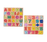 Abaodam 2 Ensembles Puzzles Éducatifs Bois pour Tout-Petits de Puzzles Assortis Chiffres et Lettres Colorés Jouets Montessori Sûrs et Ludiques pour Développement Sensoriel et Coordination