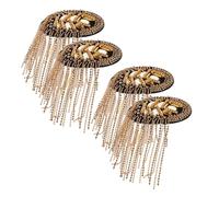 Abaodam 2 Paires Épaulettes à Franges Dorées avec Perles Écussons Épaulettes pour Costumes et Tenues de Performance Accessoires Brillants et Durables pour Uniformes et Robes