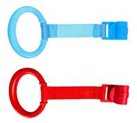Abaodam 2 pièces Anneaux de Traction pour Garçon Fille pour Lit à Barreaux Anneaux Aide Station Debout Jouets Suspendus Colorés Bleu et Rouge Accessoires Sûrs et Durables pour Tout-petits