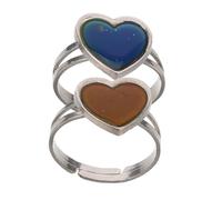 Abaodam 2 pièces Bague Humeur Ajustable Forme de Cœur Anneau Thermochromique Changeant de Couleur Selon Température Accessoire Mode pour Femmes et Adolescentes Lot