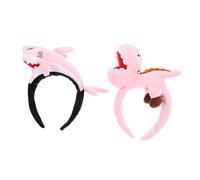 Abaodam 2 Pièces Bandeaux Peluche Animaux Ajustables Accessoires Têtes Requins Dinosaures pour Fêtes Familiales Cosplay et Événements Thématiques