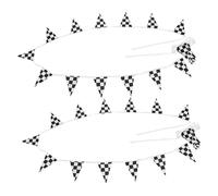 Abaodam 2 Pièces Bannière de décoration de fête Guirlande de bannière Triangle Drapeau de Jardin de fête de Mariage Festival Festival Banner Flags Fanion Drapeau Tissu Polyester Noir