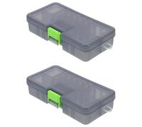 Abaodam 2 pièces Boîte de Rangement Multifonctionnelle Double Face pour Appâts Compartiments Multiples Portable et Légère Coffret de Stockage pour Leurres et Accessoires de Vert