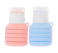 Abaodam 2 Pièces Bouteilles de Voyage Pliables Flacon de Lotion de Voyage 90ml Silicone et Pp Bleu et Rose Bouchon à Clapet