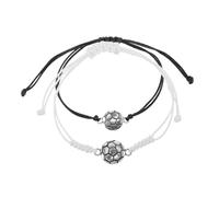 Abaodam 2 pièces Bracelets Tressés Réglables Perles de Football Lot de Accessoires pour Fans de Sport Événements et Design Noir et Blanc
