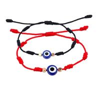 Abaodam 2 pièces Bracelets Yeux Mauvais Cordon Ajustables Noir et Rouge Bracelet Amitié Tressé Confortable et Stylé pour Poignet Bijoux Unisexes pour Cadeau et Occasions