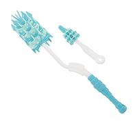 Abaodam 2 Pièces brosse de nettoyage de bouteille gobelet en verre brosse de lavage brosse de nettoyage de biberons Goupillon en silicone nettoyeur de biberons type Blue