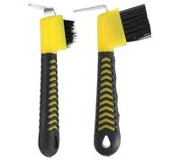 Abaodam 2 pièces Brosse de Toilettage Cheval avec Cure-pied Crochet Acier Inoxydable Résistant et Poils pour Nettoyage des Sabots Couleur Aléatoire Couleur Aléatoire