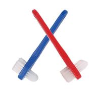 Abaodam 2 pièces Brosse Double Face pour Dentier Petit Format Ergonomique et Nettoyage Précis des Prothèses Dentaires pour Adultes Entretien Buccal Facile et Lot de Bleu et Rouge