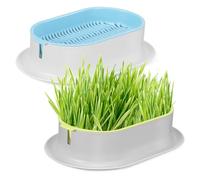Abaodam 2 Pièces Coffret Herbe à Chat hydroponique Cat Grass Planting Pots Plateau de pépinière d'herbe à Chat Pot de Fleurs de l'herbe de Chat planteur d'herbe à Chat Domestique Plastique