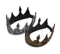 Abaodam 2 pièces Couronne Médiévale pour Hommes PU Souple Bandeau Ajustable Doré et Argenté Décoration Cosplay Fête Thème Roi