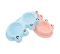 Abaodam 2 Pièces Double Gamelles Anti-Fourmis pour Chiens et Chats Forme Grenouille Antidérapante avec Barrière Eau Protectrice Coloris Rose et Bleu pour Animaux Errants Intérieur et