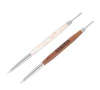 Abaodam 2 Pièces Dual-ended Nail Art Brushes With Sandalwood Acrylic Handles Multifunctional Carving And Silicone Pen For Gel Mixing Embossing And Detailed Nail Design Reusable Manicure