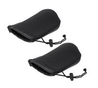 Abaodam 2 Pièces Étui pour Objectif Photo Cordon Noir en Néoprène | Pochette Protectrice, Fermeture Ajustable et Mousqueton, Rangement pour Zoom et DSLR en Studio